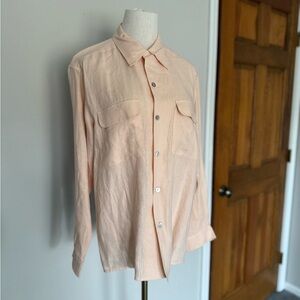 Vintage Henri Bendel peach linen women’s button up shirt coastal grandmother